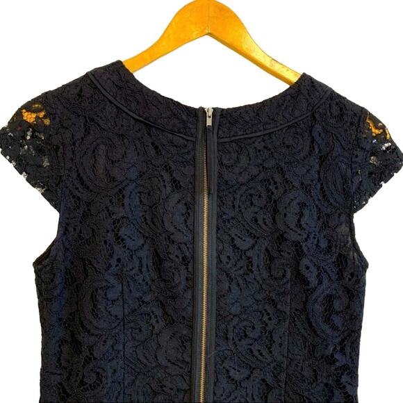Halogen Black Short Sleeve Lace Cocktail Mini Dress - Picture 6 of 10